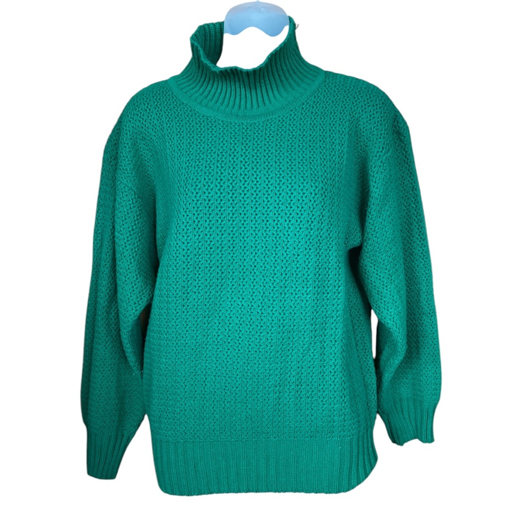 1980’s acrylic high necked green sweater VGT medium grandma core